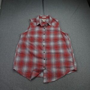 Ariat Shirt Womens Large Red Plaid Billie Jean Western Sleeveless Button Up
